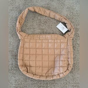 NWT PUFFER SHOULDER BAG, TAUPE